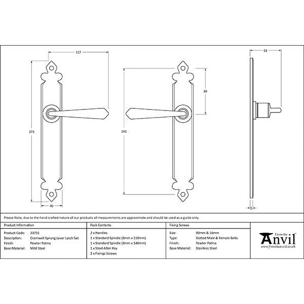 From The Anvil - Cromwell Lever Latch Set - Pewter Patina - 33731 - Choice Handles