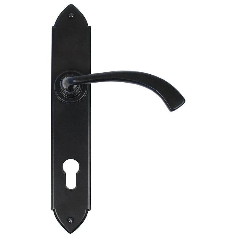 From The Anvil - Gothic Curved Lever Espag. Lock Set - Black - 33764 - Choice Handles
