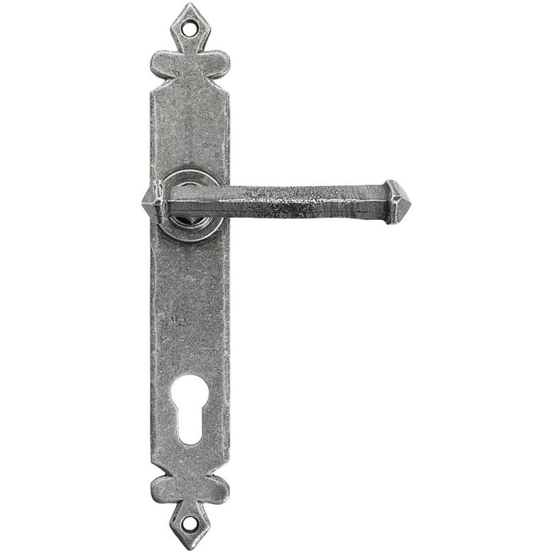 From The Anvil - Tudor Lever Espag. Lock Set - Pewter Patina - 33766 - Choice Handles