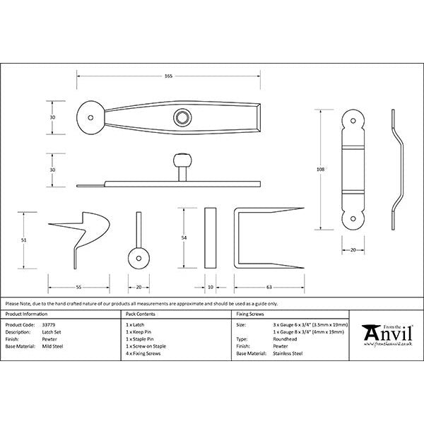 From The Anvil - Latch Set - Pewter Patina - 33779 - Choice Handles