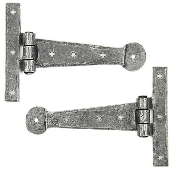 From The Anvil - 6" Penny End T Hinge (pair) - Pewter Patina - 33788 - Choice Handles