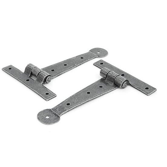 From The Anvil - 6" Penny End T Hinge (pair) - Pewter Patina - 33788 - Choice Handles