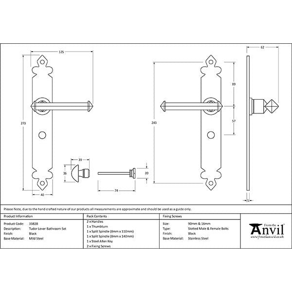 From The Anvil - Tudor Lever Bathroom Set - Black - 33828 - Choice Handles