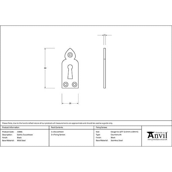 From The Anvil - Gothic Escutcheon - Black - 33866 - Choice Handles