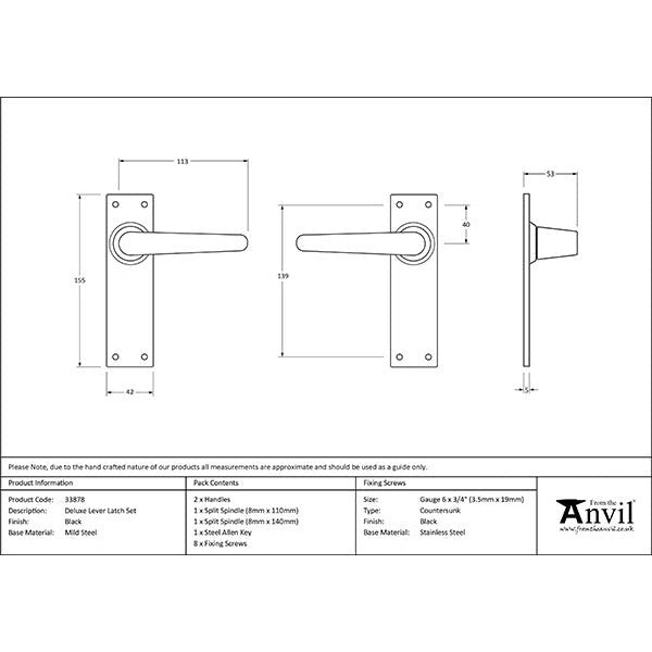 From The Anvil - Deluxe Lever Latch Set - Black - 33878 - Choice Handles