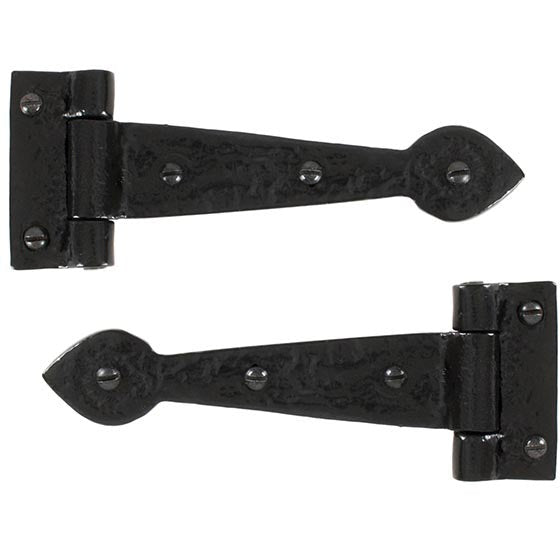 From The Anvil - 6" Cast T Hinge (pair) - Black - 33884 - Choice Handles