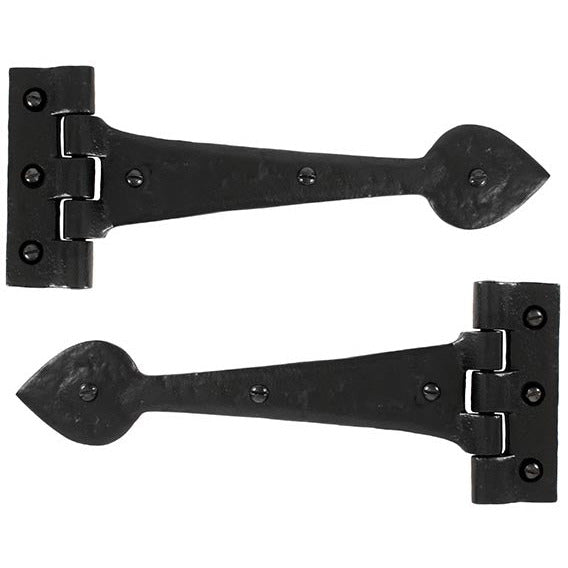 From The Anvil - 10½" Cast T Hinge (pair) - Black - 33885 - Choice Handles