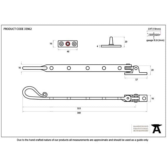 From The Anvil - 12" Shepherd's Crook Stay - Black - 33962 - Choice Handles