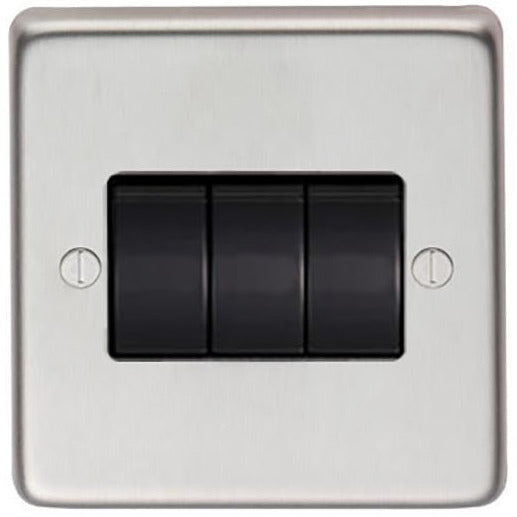 From The Anvil - Triple 10 Amp Switch - Satin Stainless Steel - 34202/1 - Choice Handles