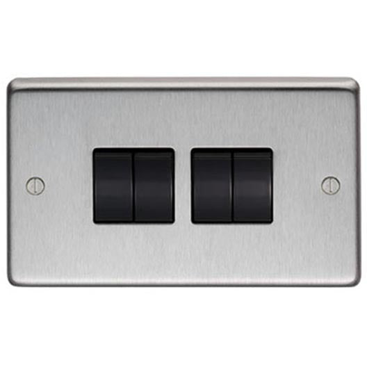From The Anvil - Quad 10 Amp Switch - Satin Stainless Steel - 34203/1 - Choice Handles