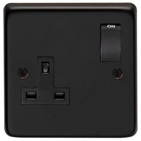 From The Anvil - Single 13 Amp Switched Socket - Matt Black - 34223/2 - Choice Handles