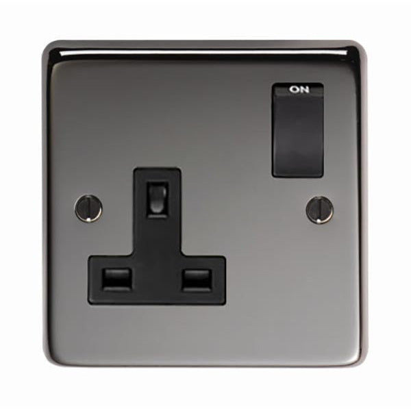 From The Anvil - Single 13 Amp Switched Socket - Black Nickel - 34223 - Choice Handles