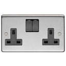 From The Anvil - Double 13 Amp Switched Socket - Satin Stainless Steel - 34224/1 - Choice Handles
