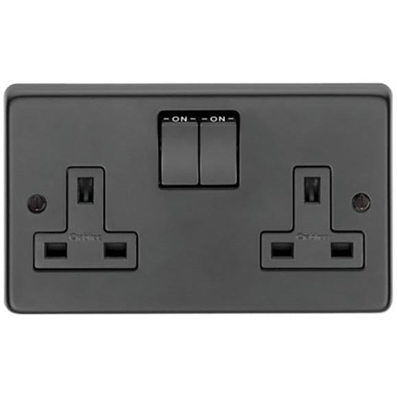 From The Anvil - Double 13 Amp Switched Socket - Matt Black - 34224/2 - Choice Handles