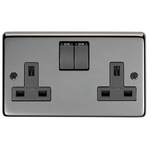 From The Anvil - Double 13 Amp Switched Socket - Black Nickel - 34224 - Choice Handles