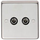 From The Anvil - Double TV Socket - Satin Stainless Steel - 34230/1 - Choice Handles