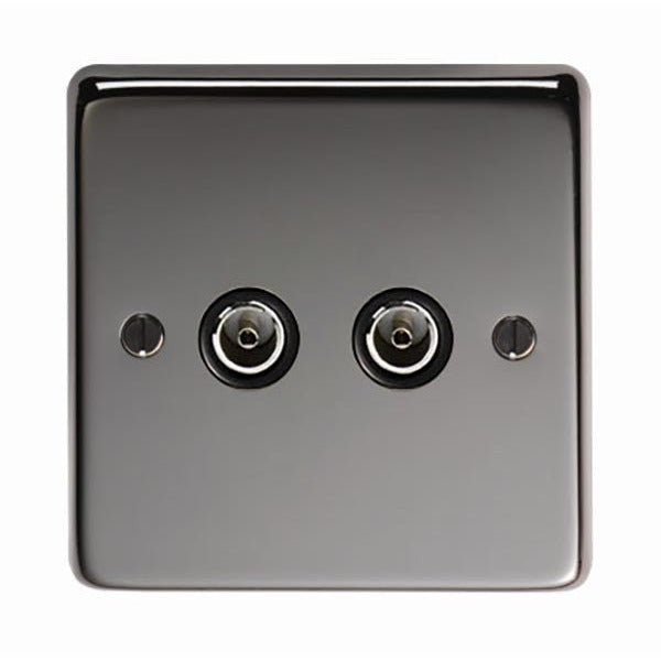 From The Anvil - Double TV Socket - Black Nickel - 34230 - Choice Handles