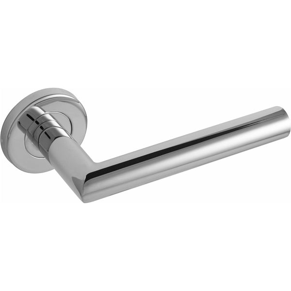 Eclipse - Precision 19mm Stainless Steel Mitred Lever Door Handles on Rose - Polished Stainless Steel - 34409 - Choice Handles