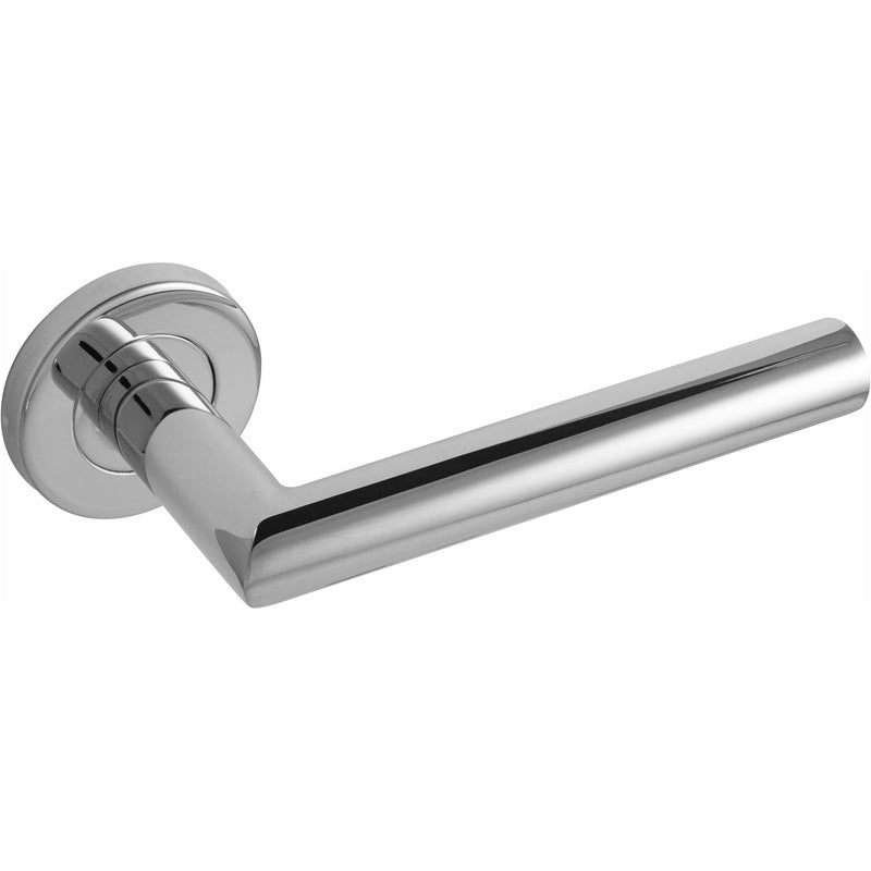 Eclipse - Precision 19mm Stainless Steel Mitred Lever Door Handles on Rose - Polished Stainless Steel - 34409 - Choice Handles