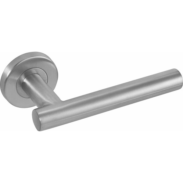 Eclipse - Precision 19mm Stainless Steel T Bar Lever Door Handles on Rose - Satin Stainless Steel - 34436 - Choice Handles