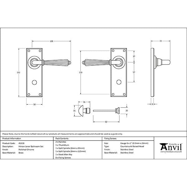 From The Anvil - Hinton Lever Bathroom Set - Polished Chrome - 45318 - Choice Handles