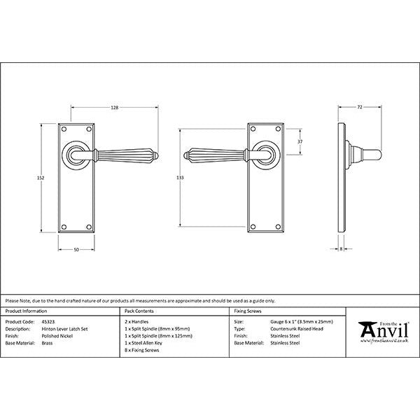 From The Anvil - Hinton Lever Latch Set - Polished Nickel - 45323 - Choice Handles