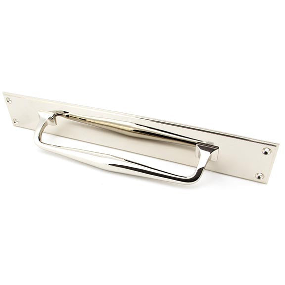 From The Anvil - 425mm Art Deco Pull Handle on Backplate - Polished Nickel - 45376 - Choice Handles