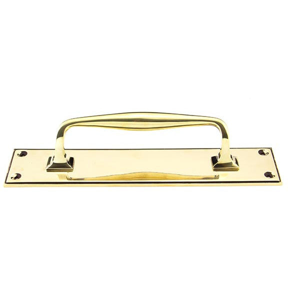 From The Anvil - 300mm Art Deco Pull Handle on Backplate - Aged Brass - 45379 - Choice Handles