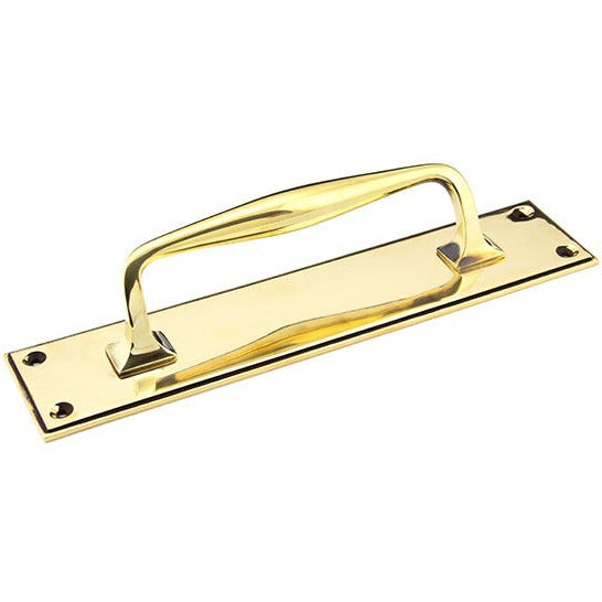 From The Anvil - 300mm Art Deco Pull Handle on Backplate - Aged Brass - 45379 - Choice Handles