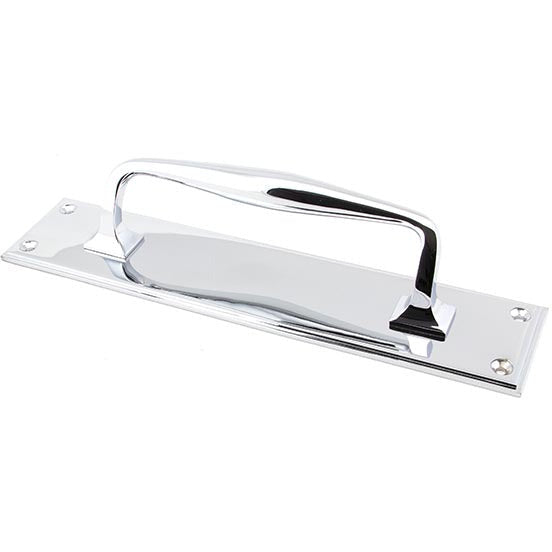 From The Anvil - 300mm Art Deco Pull Handle on Backplate - Polished Chrome - 45380 - Choice Handles