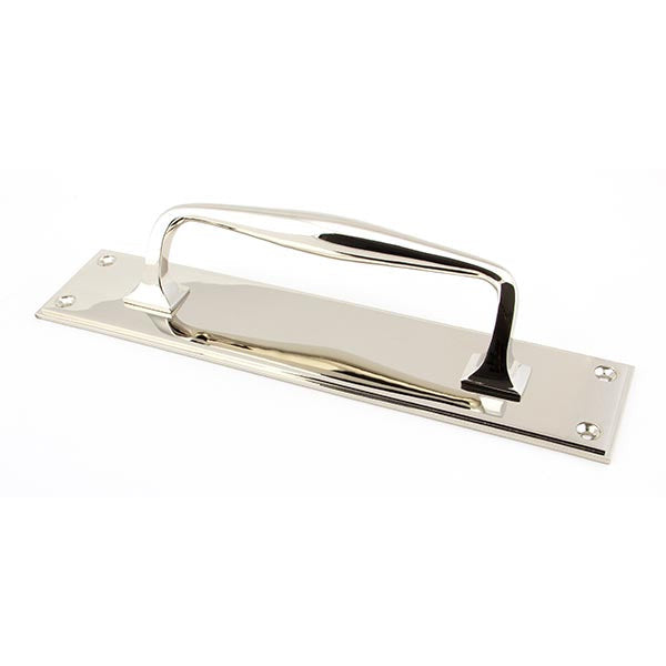 From The Anvil - 300mm Art Deco Pull Handle on Backplate - Polished Nickel - 45381 - Choice Handles