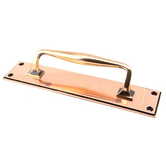 From The Anvil - 300mm Art Deco Pull Handle on Backplate - Polished Bronze - 45383 - Choice Handles