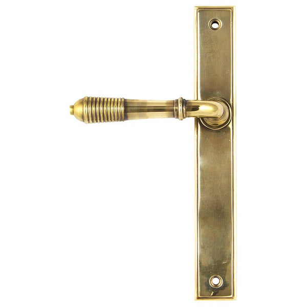 From The Anvil - Reeded Slimline Lever Latch Set - Aged Brass - 45419 - Choice Handles