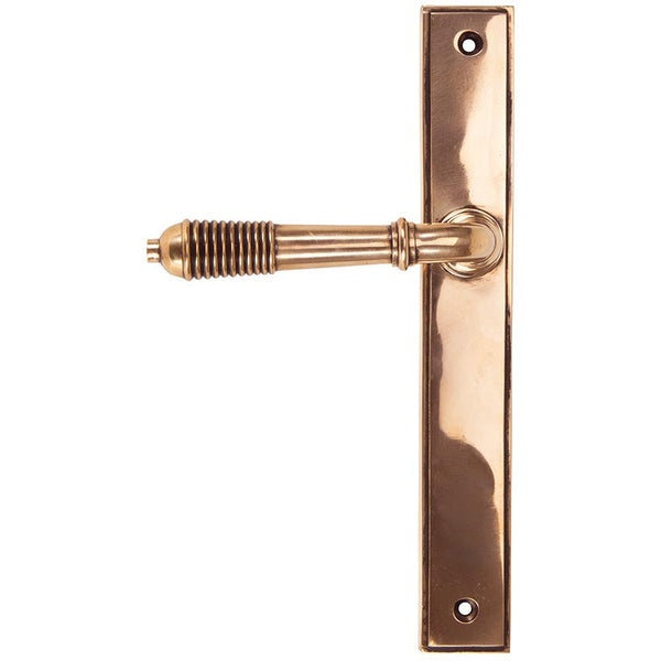 From The Anvil - Reeded Slimline Lever Latch Set - Polished Bronze - 45428 - Choice Handles