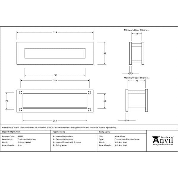 From The Anvil - Nickel Traditional Letterbox - Polished Nickel - 45443 - Choice Handles