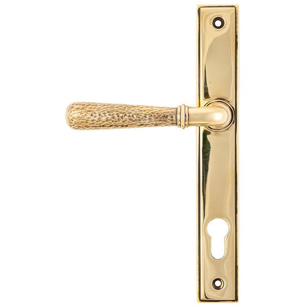 From The Anvil - Hammered Newbury Slimline Espag. Lock Set - Aged Brass - 45498 - Choice Handles