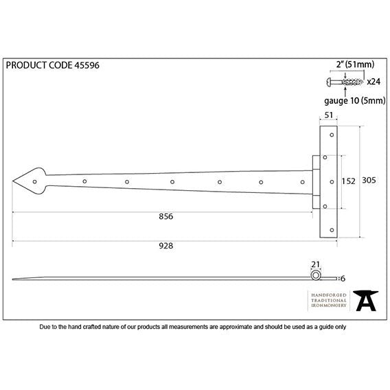 From The Anvil - 36" Barn Door T Hinge (pair) - External Beeswax - 45596 - Choice Handles