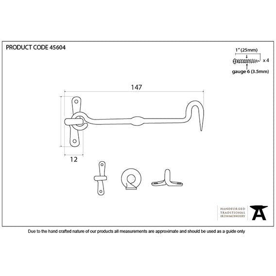 From The Anvil - 6" Forged Cabin Hook - External Beeswax - 45604 - Choice Handles