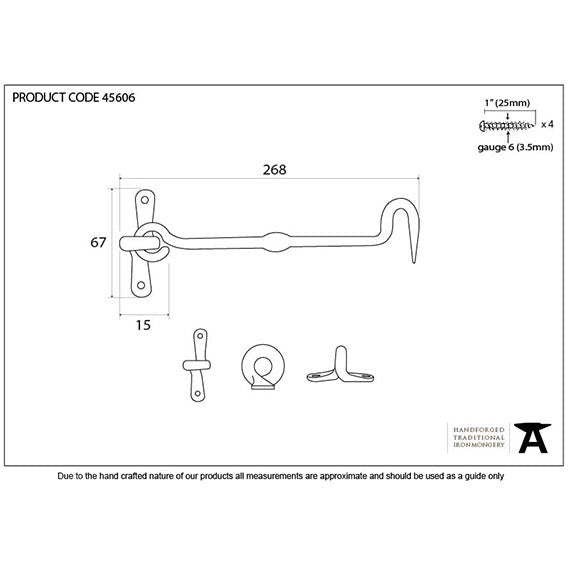 From The Anvil - 10" Forged Cabin Hook - External Beeswax - 45606 - Choice Handles