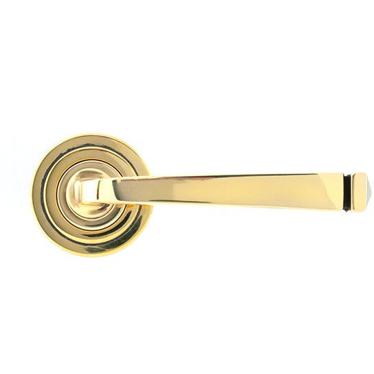 From The Anvil - Avon Round Lever on Rose Set (Art Deco) - Aged Brass - 45612 - Choice Handles