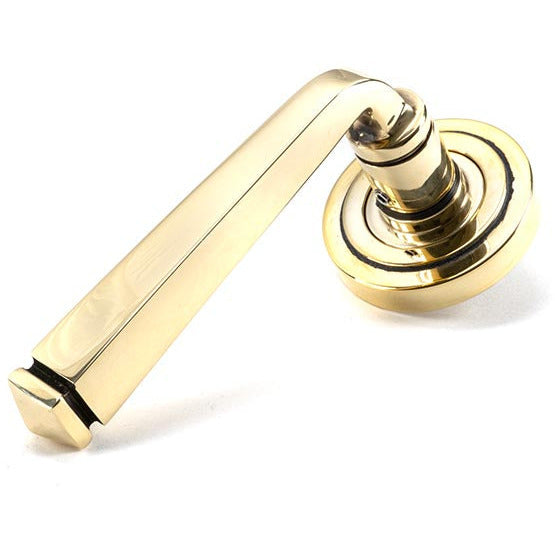From The Anvil - Avon Round Lever on Rose Set (Art Deco) - Aged Brass - 45612 - Choice Handles