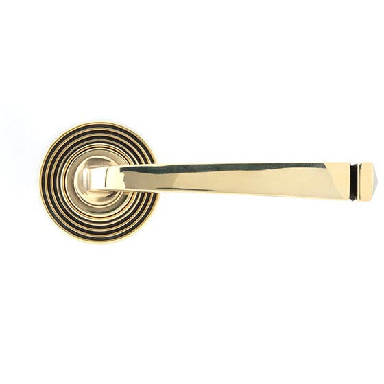 From The Anvil - Avon Round Lever on Rose Set (Beehive) - Aged Brass - 45613 - Choice Handles