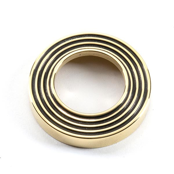 From The Anvil - Avon Round Lever on Rose Set (Beehive) - Aged Brass - 45613 - Choice Handles