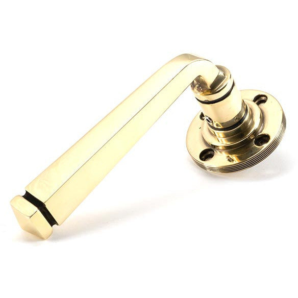 From The Anvil - Avon Round Lever on Rose Set (Square) - Aged Brass - 45614 - Choice Handles