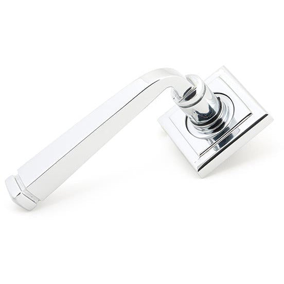 From The Anvil  - Avon Round Lever on Rose Set (Square) - Polished Chrome - 45618 - Choice Handles