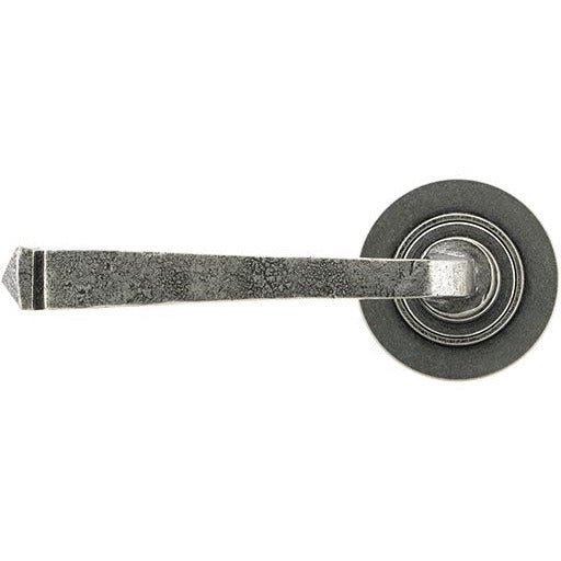 From The Anvil - Avon Round Lever on Rose Set (Plain) - Pewter Patina - 45631 - Choice Handles