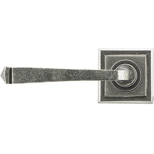 From The Anvil - Avon Round Lever on Rose Set (Square) - Pewter Patina - 45634 - Choice Handles