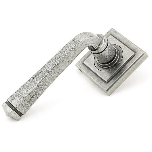 From The Anvil - Avon Round Lever on Rose Set (Square) - Pewter Patina - 45634 - Choice Handles