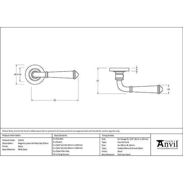 From The Anvil - Regency Lever on Rose Set (Plain) - Black - 45635 - Choice Handles