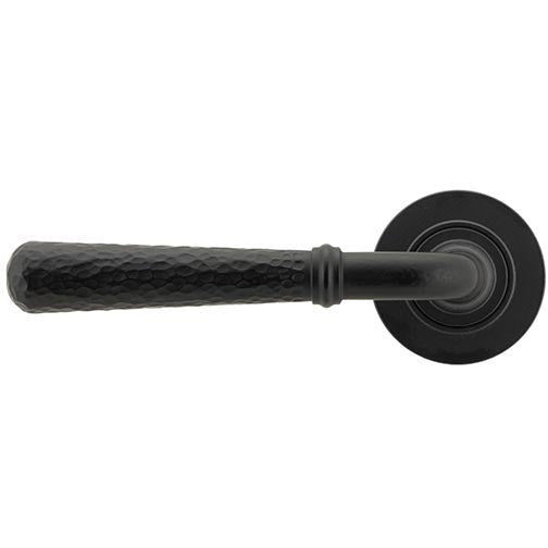 From The Anvil - Hammered Newbury Lever on Rose Set (Plain) - Matt Black - 45651 - Choice Handles